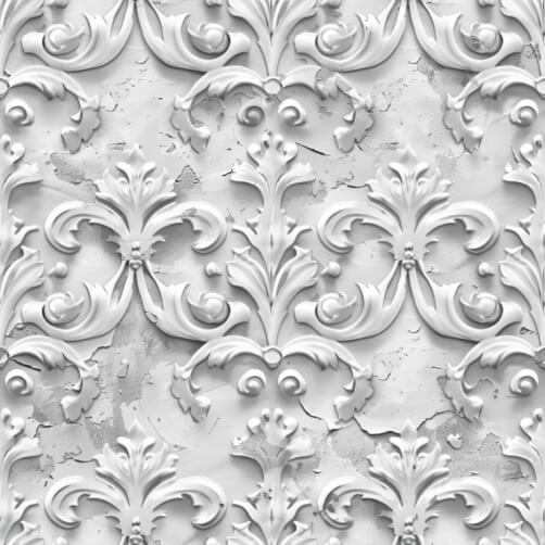 Ornamental White Wallpaper with Floral Motifs Ornamental White Wallpaper with Floral Motifs thumbnail