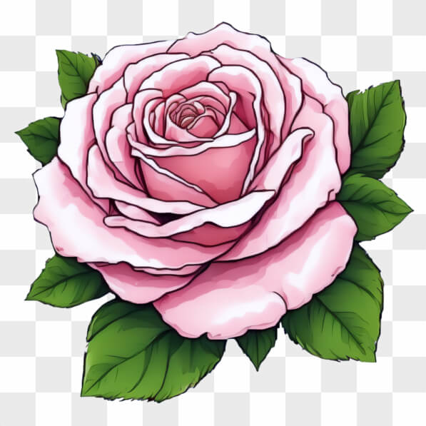 Oblica Rosa Descarga Rosa Rosa con Hojas Verdes Cartoons En Línea - Creative Fabrica