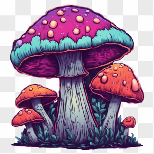 Bunte Pilze in einem verspielten Stil Hintergründe thumbnail