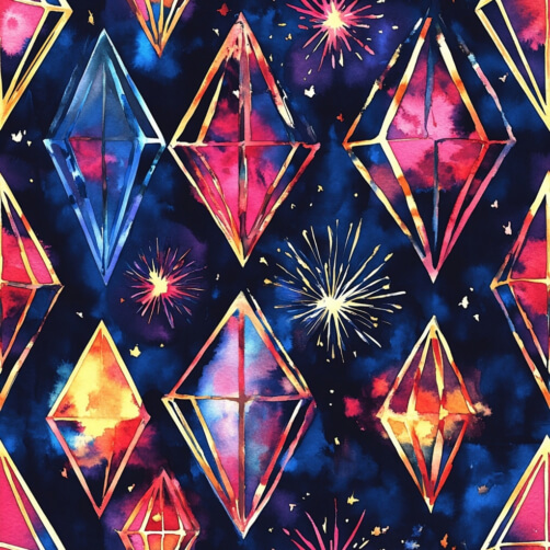 Colorful Crystal Patterns with Fireworks thumbnail