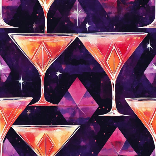 Artistic Cocktail Pattern with Geometric Shapes thumbnail