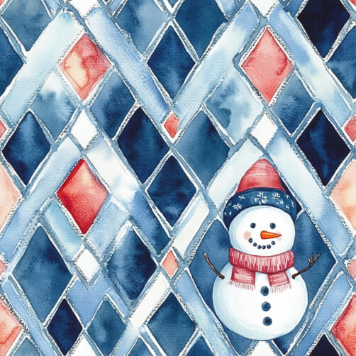Whimsical Snowman Against Colorful Background thumbnail