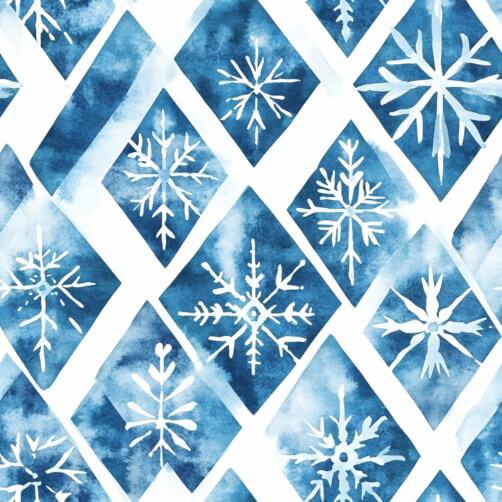 Snowflake Pattern in Blue Watercolor thumbnail