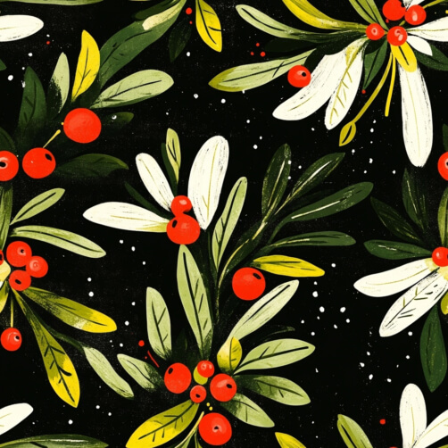 Festive Floral Pattern with Berries and Leaves Festive Floral Pattern with Berries and Leaves thumbnail