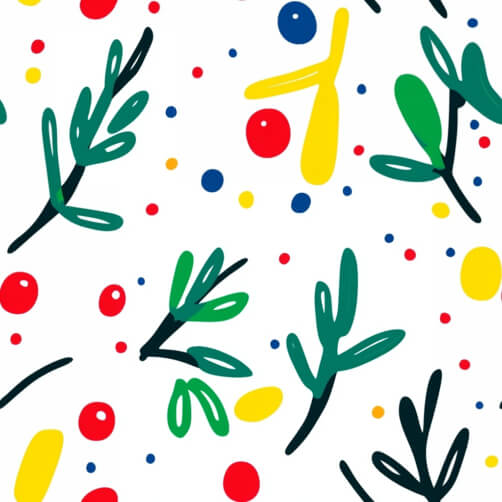 Colorful Abstract Pattern with Leaves and Dots Colorful Abstract Pattern with Leaves and Dots thumbnail