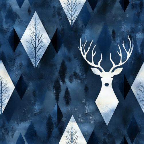 Stylized Deer and Trees Design thumbnail