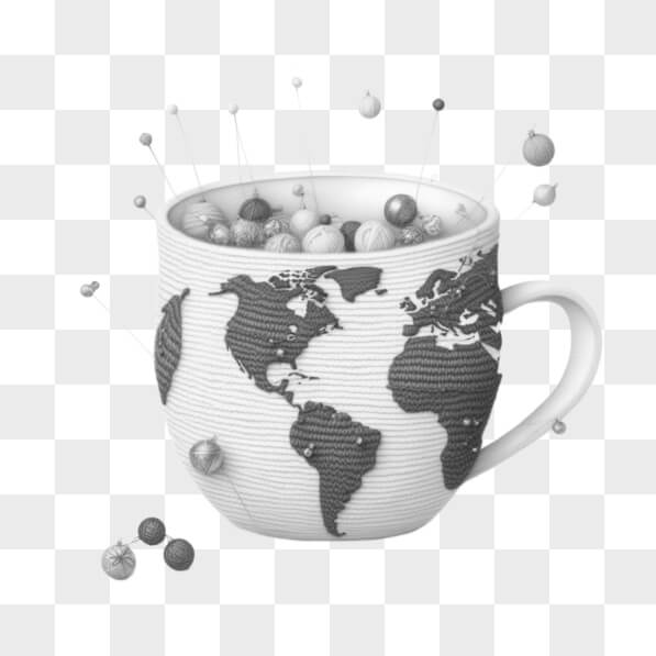 Download Creative Cup with World Map and Yarn Balls Sketches Online ...