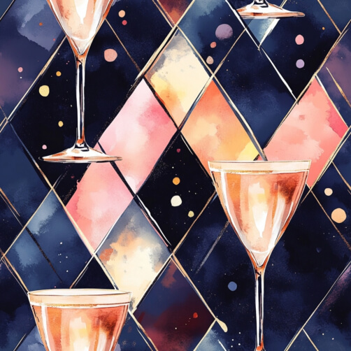 Artistic Champagne Glasses with Colorful Background thumbnail