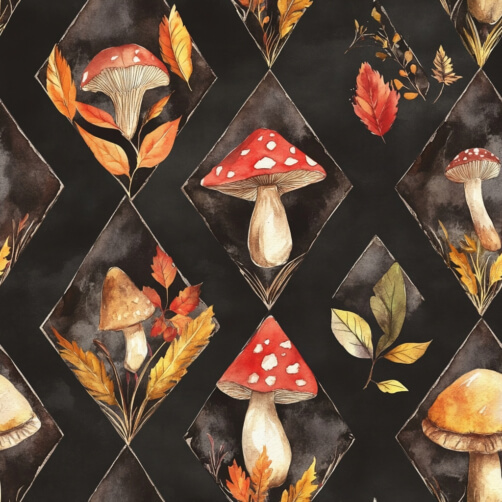 Autumn Mushrooms and Leaves Pattern thumbnail