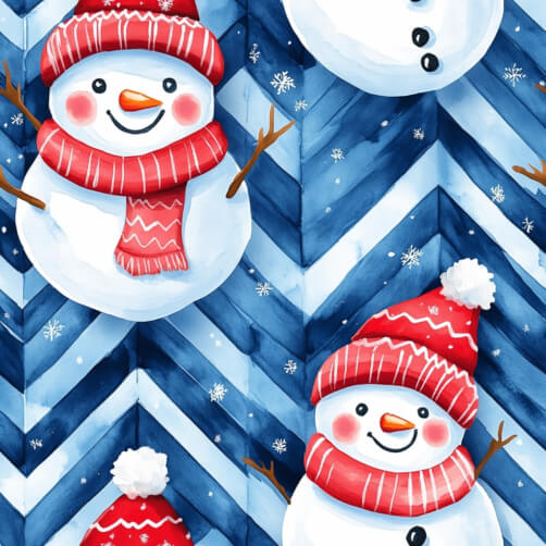 Cheerful Snowmen on a Blue Background Cheerful Snowmen on a Blue Background thumbnail