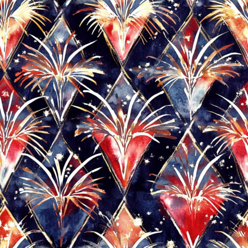 Colorful Fireworks Pattern on Navy Background thumbnail