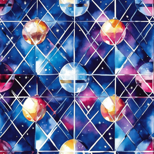 Cosmic Watercolor Art with Spheres and Geometric Patterns thumbnail