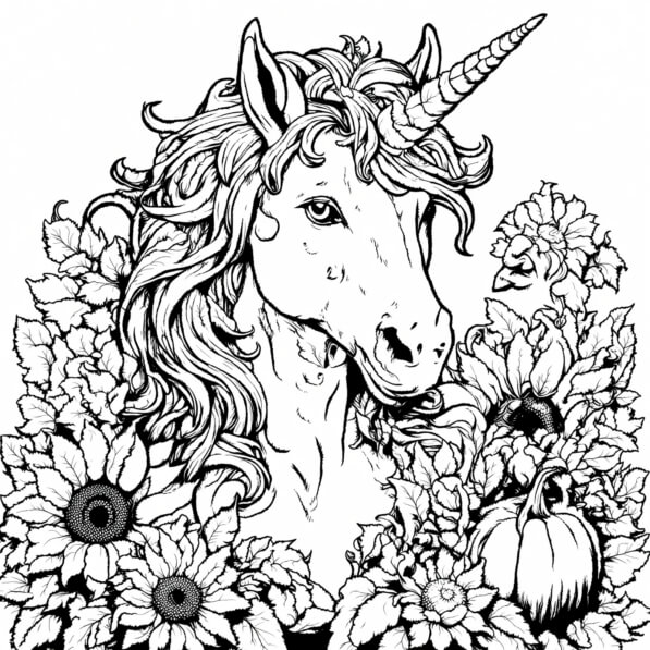 Download Unicorn Surrounded by Flowers Coloring pages Online - Creative ...