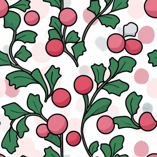 Colorful Pattern of Pink Circles and Green Leaves Colorful Pattern of Pink Circles and Green Leaves thumbnail