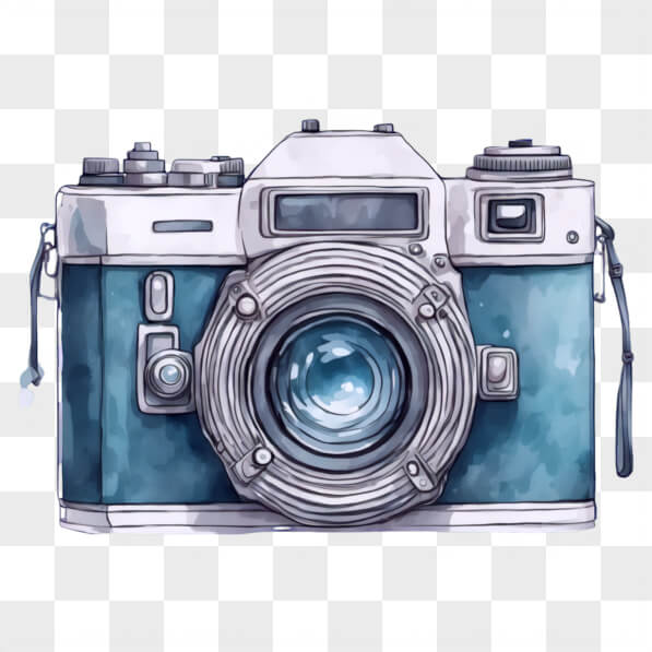 Download Vintage Camera with Teal Body and Silver Accents Cartoons