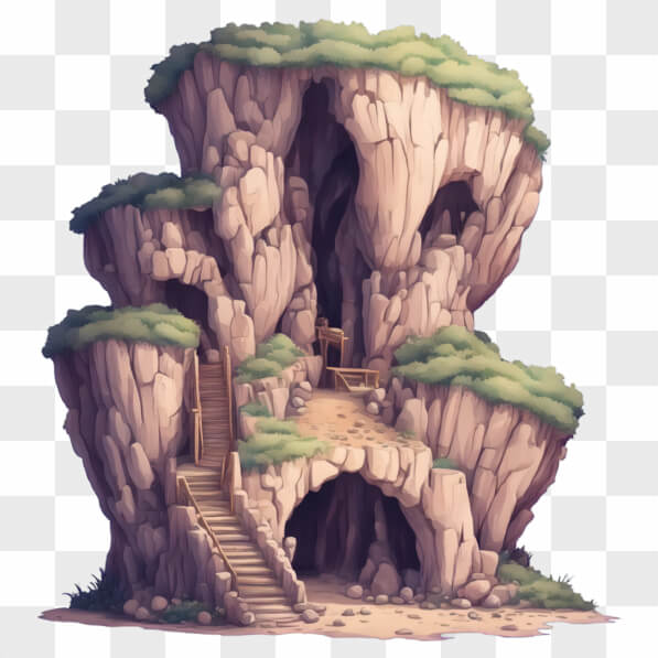 Download Whimsical Rocky Formation with Stairs Cartoons Online ...