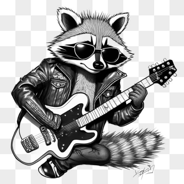Rockstar Racoon Drawing Descarga Racoon Rockstar tocando la guitarra Bocetos En Línea ...