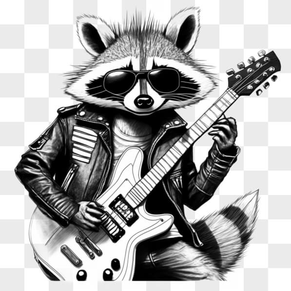 Rockstar Racoon Drawing Download Rockstar Raccoon Playing Guitar Sketches Online - Creative Fabrica