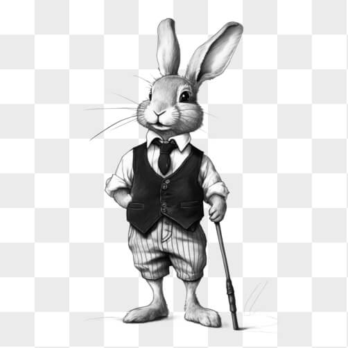 Dapper Rabbit Illustration Download Dapper Rabbit in Formal Attire Sketches Online - Creative Fabrica