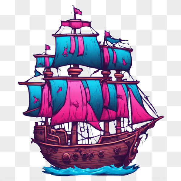 Navios Rosa Pinterest Baixe Navio à vela colorido com velas rosa e azul Cartoons - Creative ...