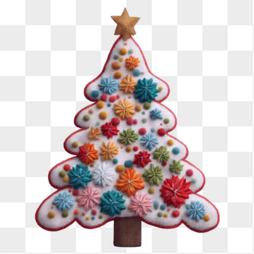 Árvore de Natal de Feltro Decorativa com Flores Coloridas Árvore de Natal de Feltro Decorativa com Flores Coloridas thumbnail