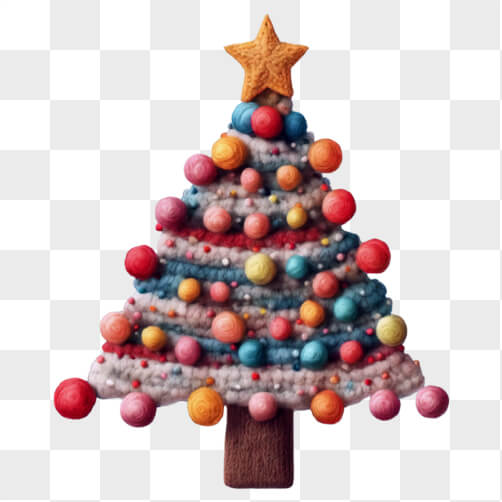 Árvore de Natal de Lã Colorida com Enfeites Árvore de Natal de Lã Colorida com Enfeites thumbnail
