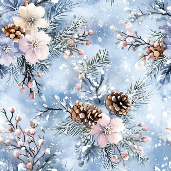 Download Winter Floral Pattern with Pine Cones and Snowflakes Patterns ...
