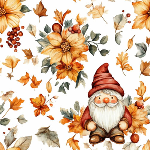 Autumn Gnome with Flowers and Leaves Autumn Gnome with Flowers and Leaves thumbnail