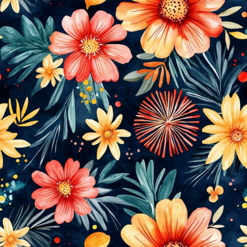 Vibrant Floral Pattern on Dark Background Vibrant Floral Pattern on Dark Background thumbnail