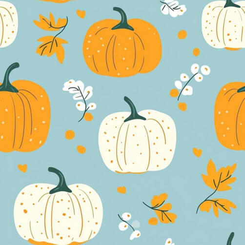 Whimsical Autumn Pattern with Pumpkins and Leaves Whimsical Autumn Pattern with Pumpkins and Leaves thumbnail