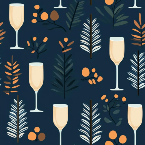 Champagne Glasses and Foliage Pattern Champagne Glasses and Foliage Pattern thumbnail
