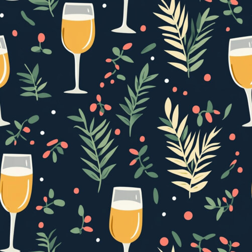 Festive Pattern of Champagne and Leaves Festive Pattern of Champagne and Leaves thumbnail