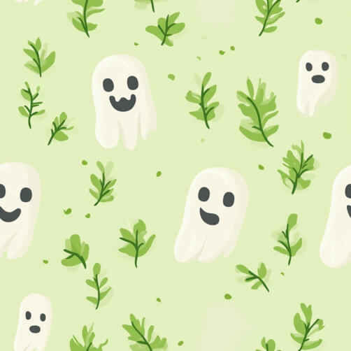 Whimsical Ghosts and Leaves Pattern Whimsical Ghosts and Leaves Pattern thumbnail