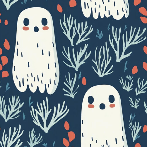 Playful Ghost Pattern on Dark Background Playful Ghost Pattern on Dark Background thumbnail