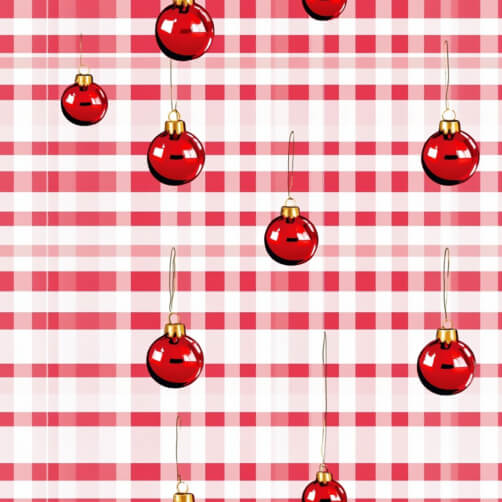 Festive Christmas Ornaments on Checkered Background Festive Christmas Ornaments on Checkered Background thumbnail
