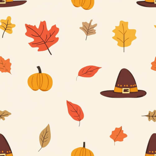 Autumn Pattern with Leaves and Pumpkins Autumn Pattern with Leaves and Pumpkins thumbnail