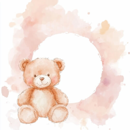 Download Cute Teddy Bear Illustration with Watercolor Background ...