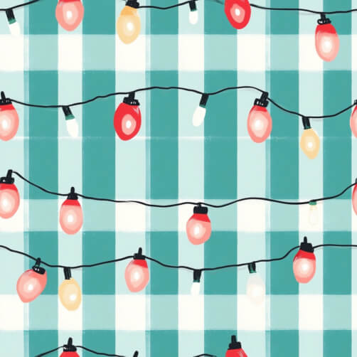 Colorful String Lights on Checkered Background Colorful String Lights on Checkered Background thumbnail