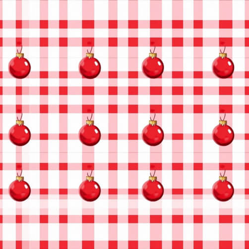 Festive Red and White Checkered Pattern with Ornaments Festive Red and White Checkered Pattern with Ornaments thumbnail