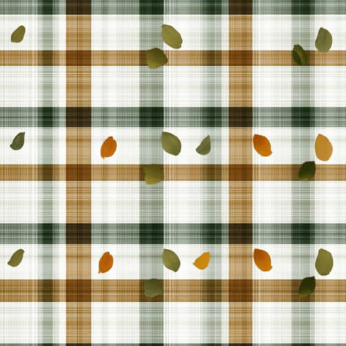 Plaid Pattern with Scattered Leaves Plaid Pattern with Scattered Leaves thumbnail