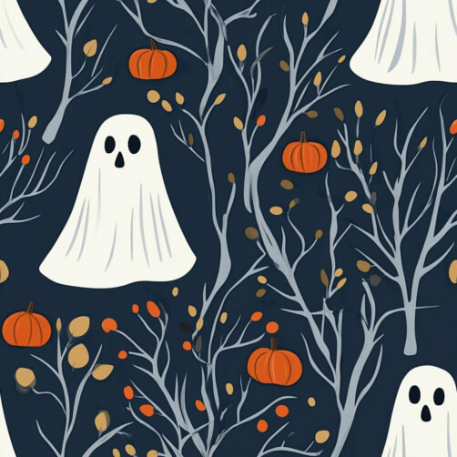 Halloween Pattern with Ghosts and Pumpkins Halloween Pattern with Ghosts and Pumpkins thumbnail