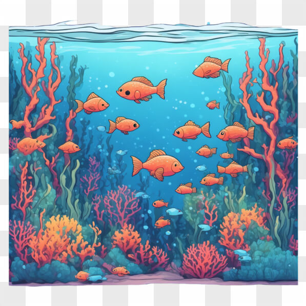Download Underwater Scene with Coral Reefs and Fish Cartoons Online ...