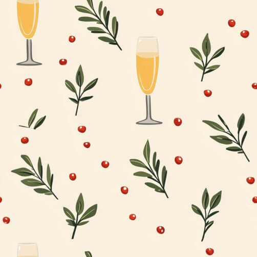 Festive Pattern with Drinks and Foliage Festive Pattern with Drinks and Foliage thumbnail