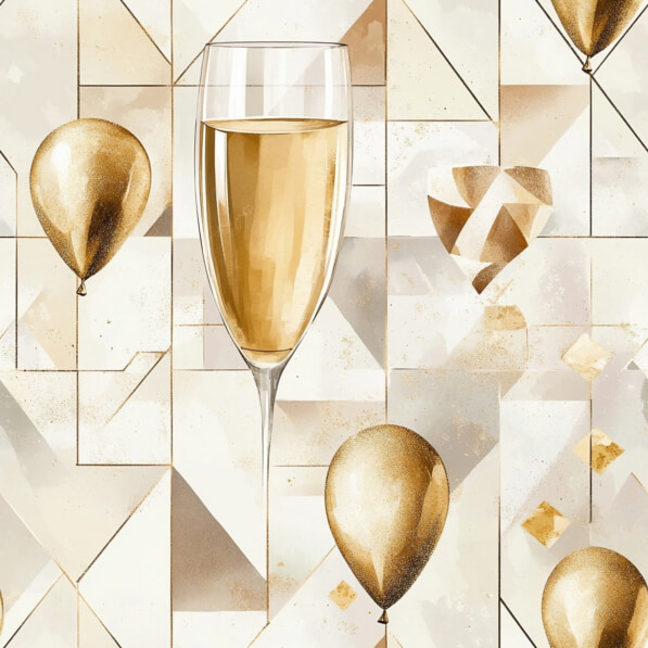 Toile de fond Deco Anniversaire Ballons Champagne Doré BRP2-52