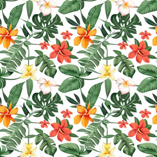 Download Tropical Floral Pattern with Colorful Flowers and Leaves ...
