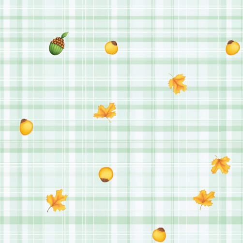Autumn Leaves and Acorns on Plaid Background Autumn Leaves and Acorns on Plaid Background thumbnail