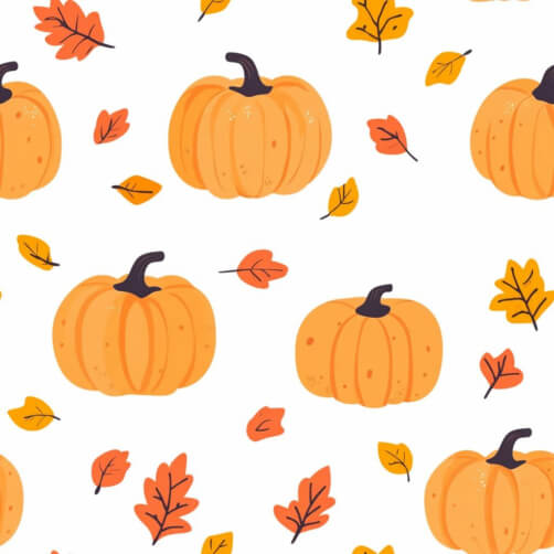 Autumn Pattern with Pumpkins and Leaves Autumn Pattern with Pumpkins and Leaves thumbnail