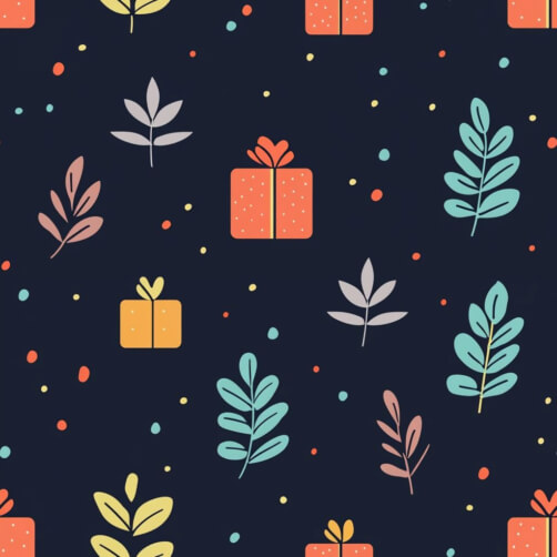 Colorful Leaves and Gift Boxes Pattern Colorful Leaves and Gift Boxes Pattern thumbnail