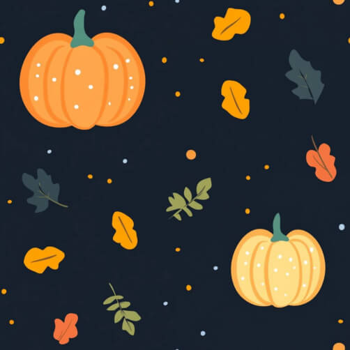 Autumn Pattern with Pumpkins and Leaves Autumn Pattern with Pumpkins and Leaves thumbnail