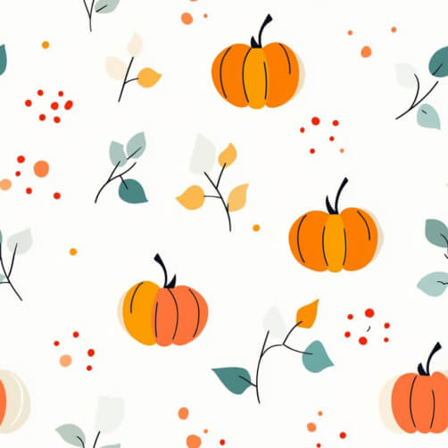 Autumn Pattern with Pumpkins and Leaves Autumn Pattern with Pumpkins and Leaves thumbnail